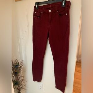 7 For all Mankind Ankle Skinny Burgundy Jean size 25